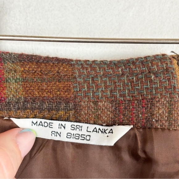 Vintage 90s Brandon Thomas Patchwork Tweed Wool Blend Mini Skirt Sz 26 - Picture 6 of 12